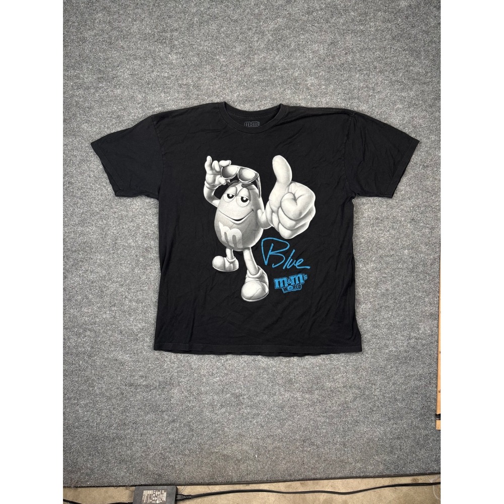 M&M's World Blue Character Graphic T-Shirt Black Mens XL 2011 Vintage Style Tee